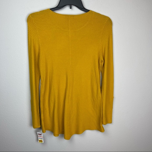 3/30$🔥NWT Alfani Yellow Tunic Ribbed Crewneck - Picture 3 of 11